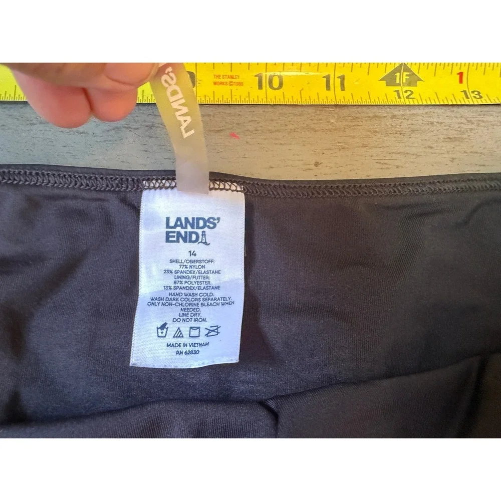 Lands End Womens Black High Waist Bikini Bottoms Swim Brief Size 14 RN 62830
